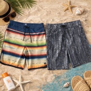 Outerknown Board Shorts men’s size 32 Geometric  striped 2 pair surf
